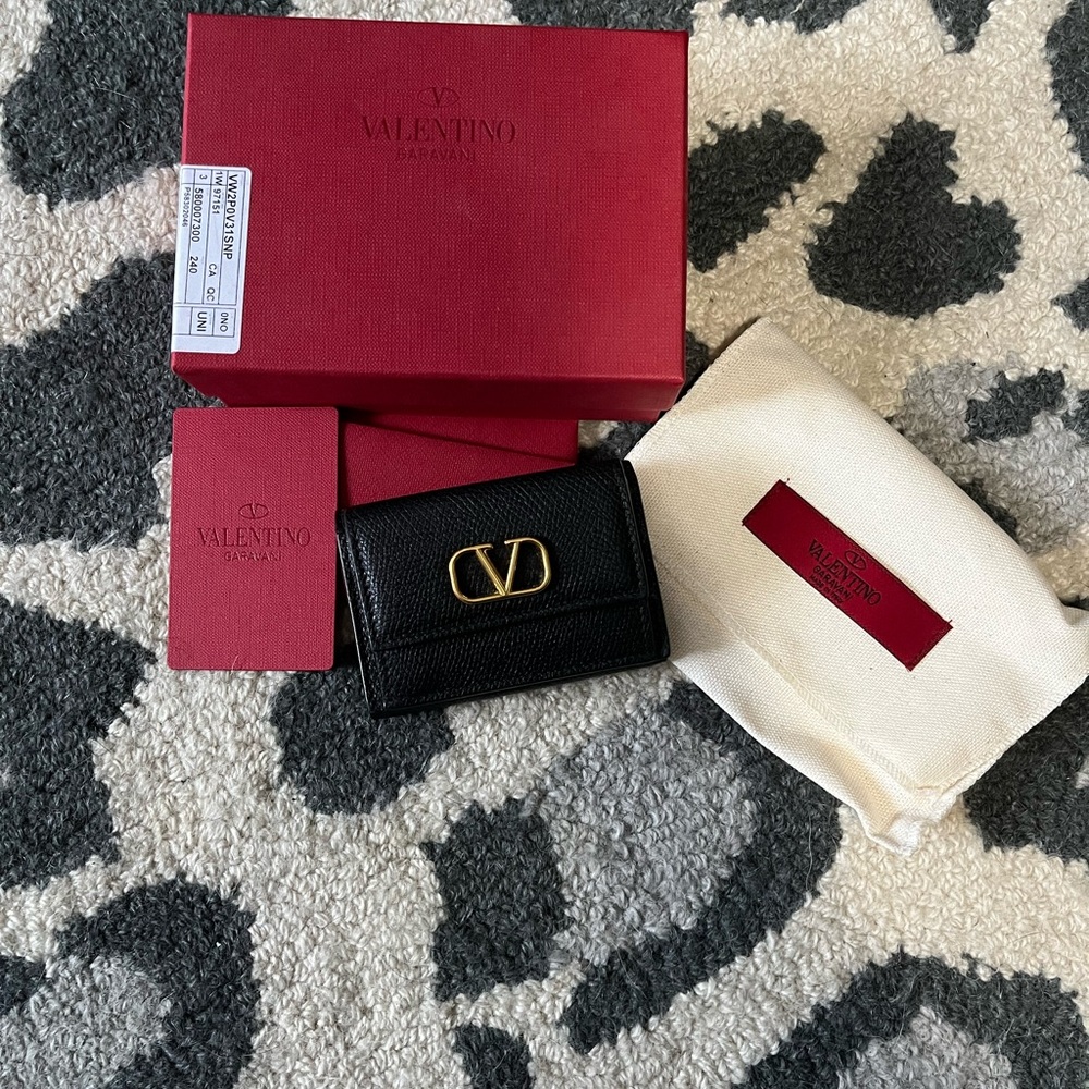Valentino Black Wallet with Gold Accent